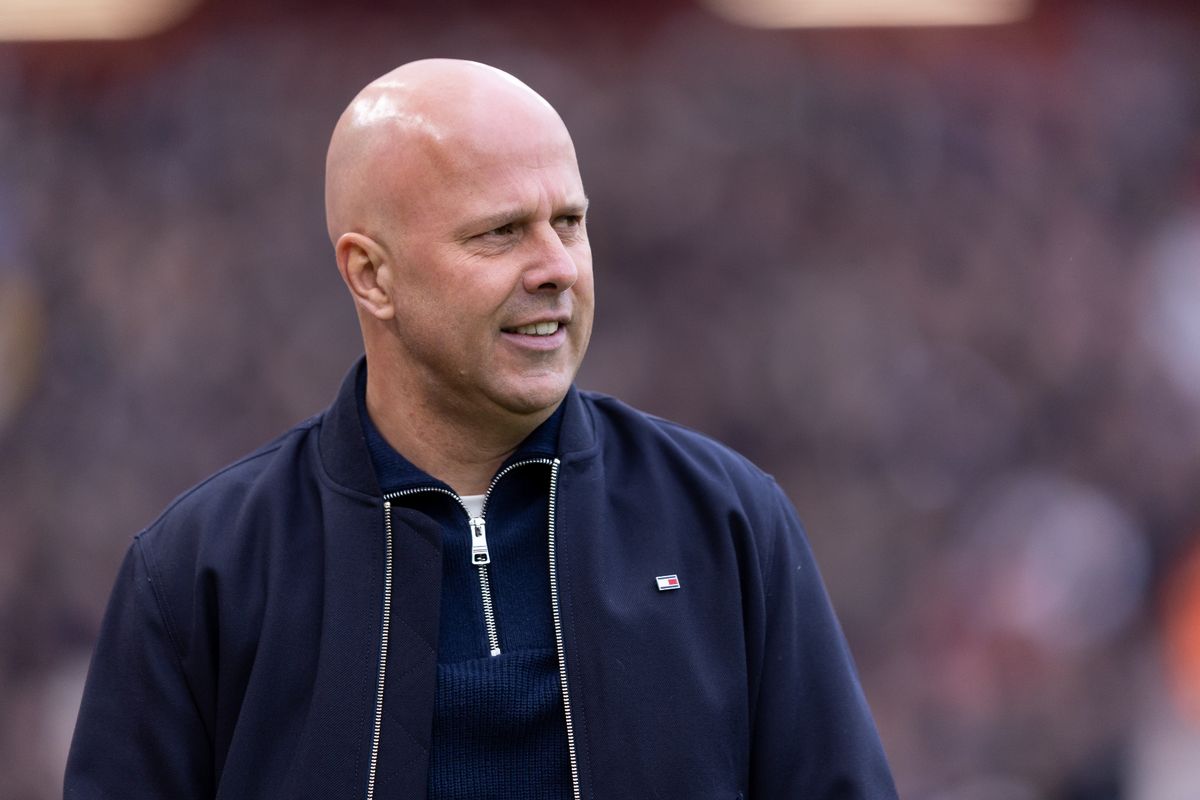 Liverpool head coach Arne Slot looks on