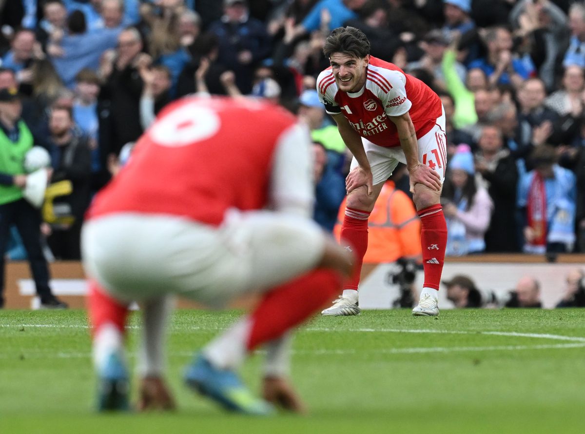 Declan Rice after the Premier League match between Manchester City and Arsenal at Etihad Stadium.