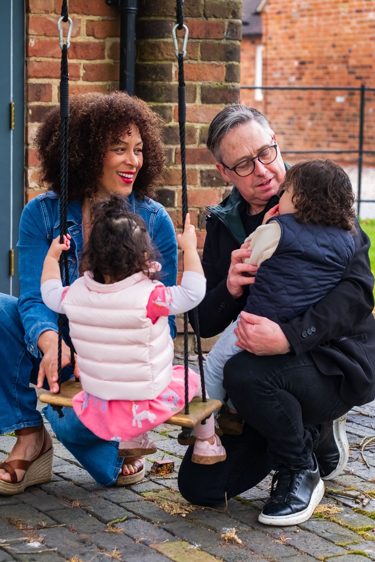Caroline Morgan with her husband and twins