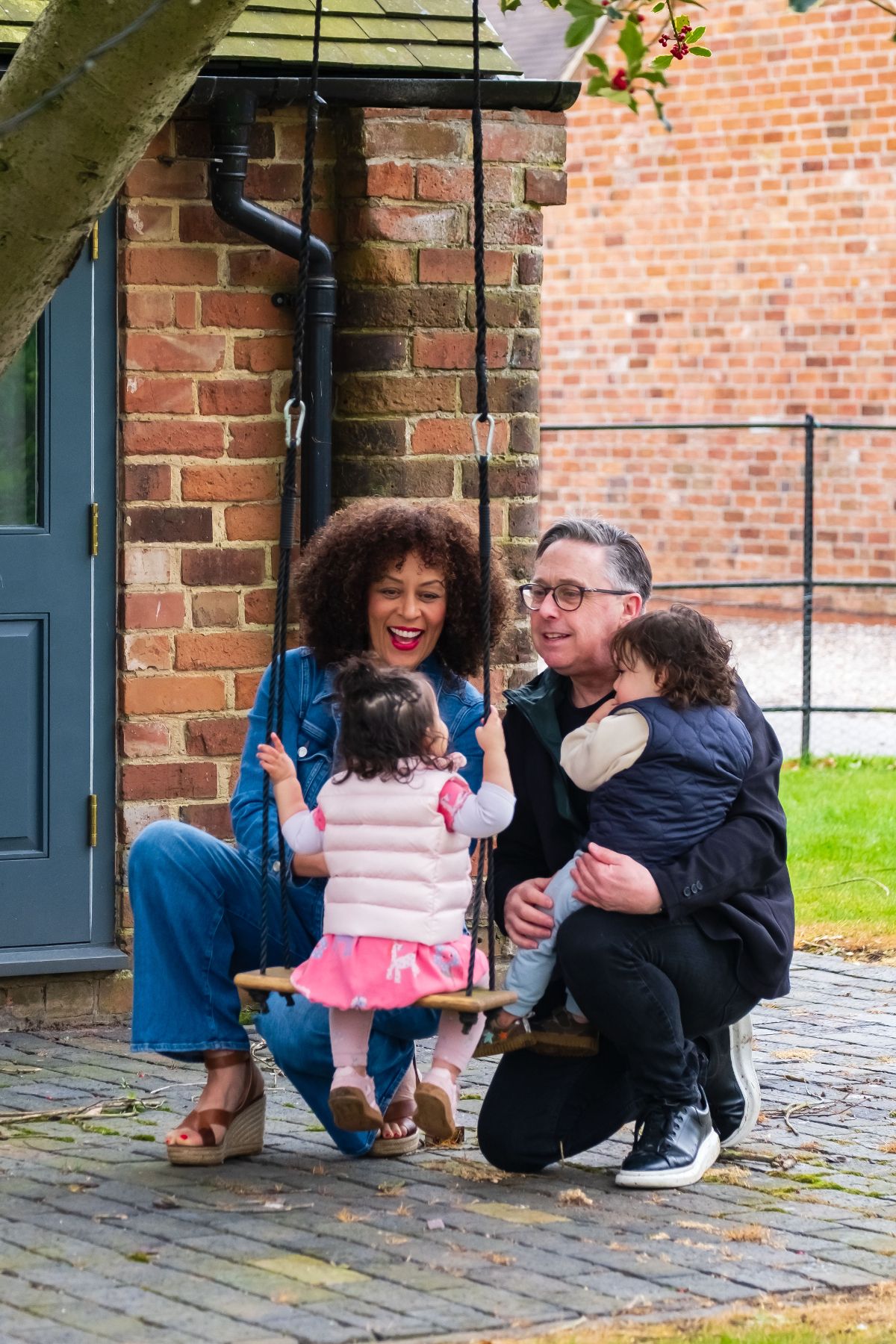 Caroline Morgan with her husband and twins