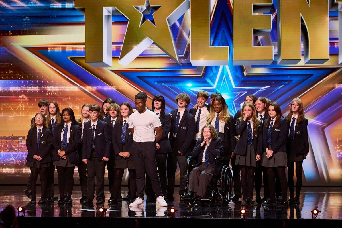 Ben with school pupils at the auditions