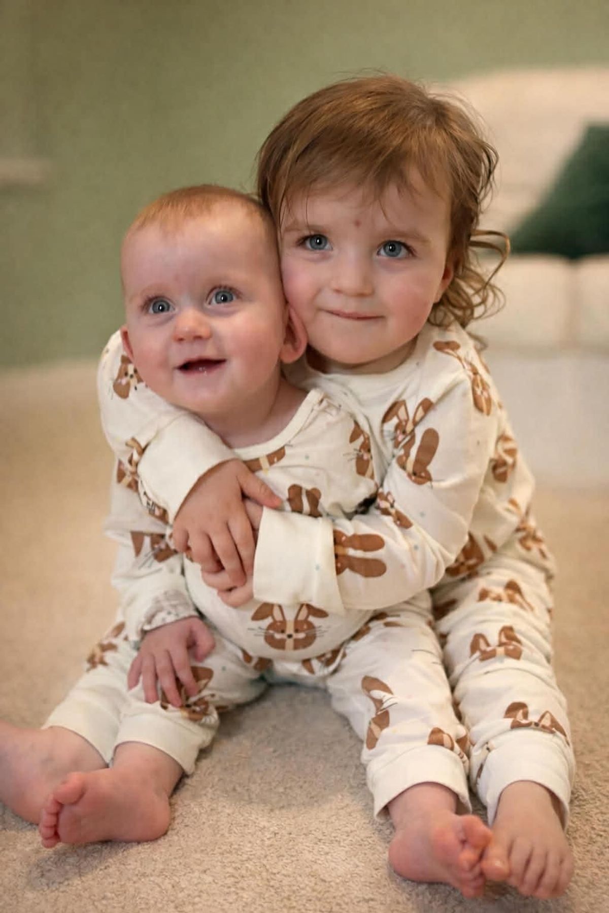 With her big sister Willow, who is coming up two