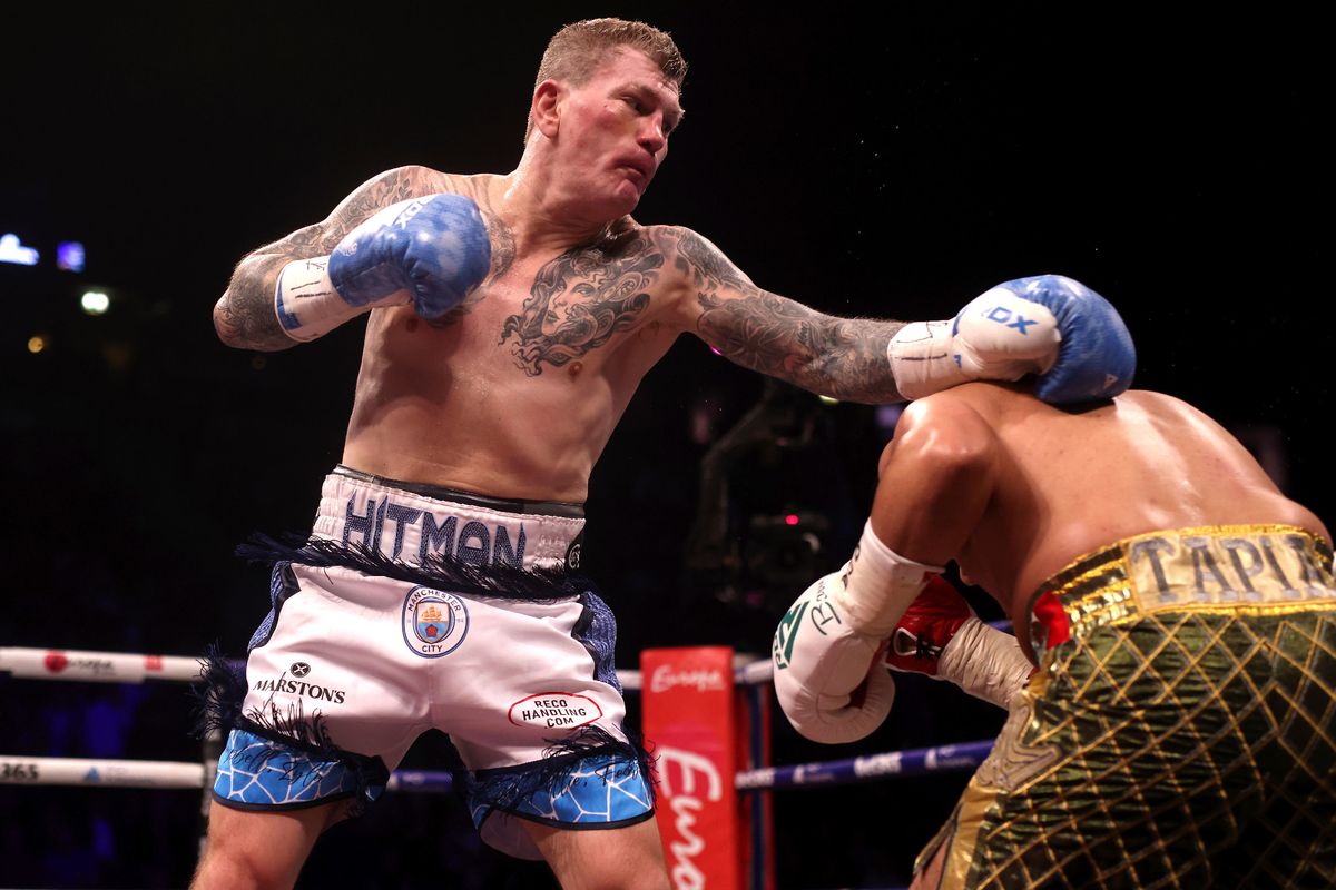 Ricky Hatton against Marco Antonio Barrera in the exhibition bout at the AO Arena back in November 2022
