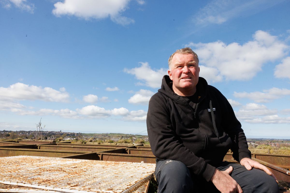 Neil Dawson at the top of Tower Hill Water Tower, Ormskirk.