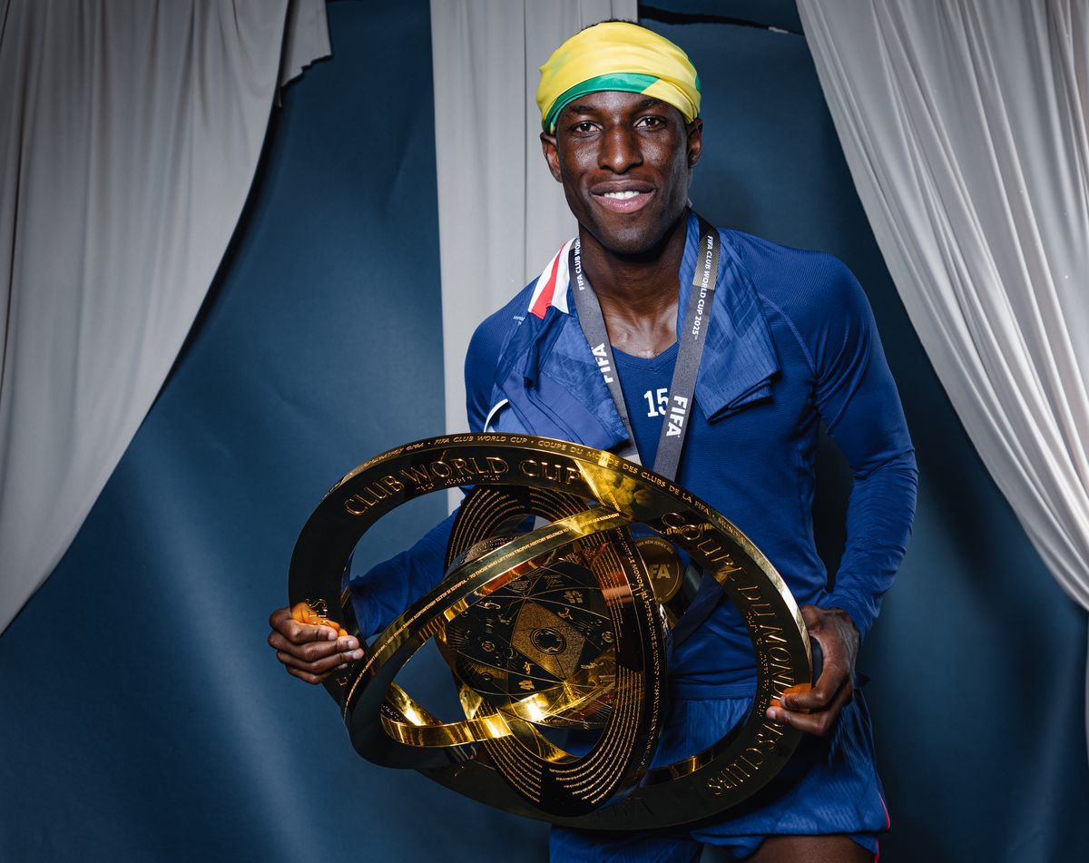 Nicolas Jackson celebrates winning the 2025 Club World Cup with Chelsea
