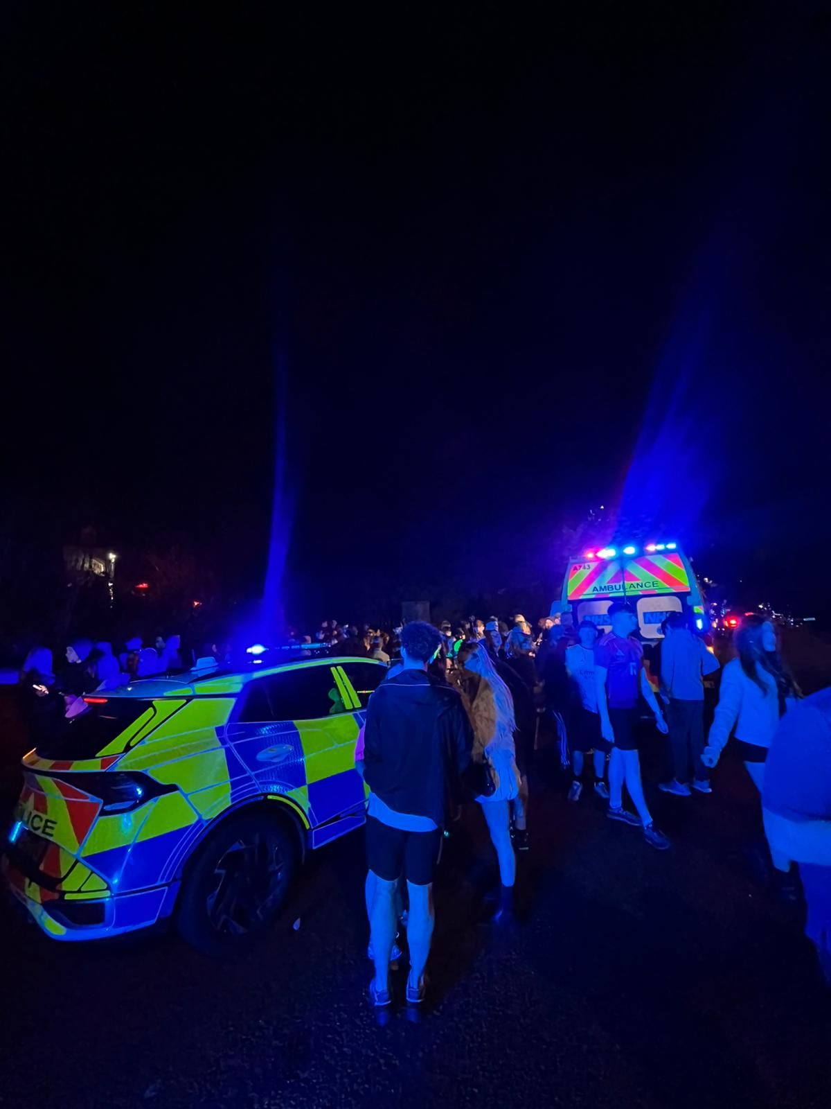 Emergency vehicles outside Newsham Park 