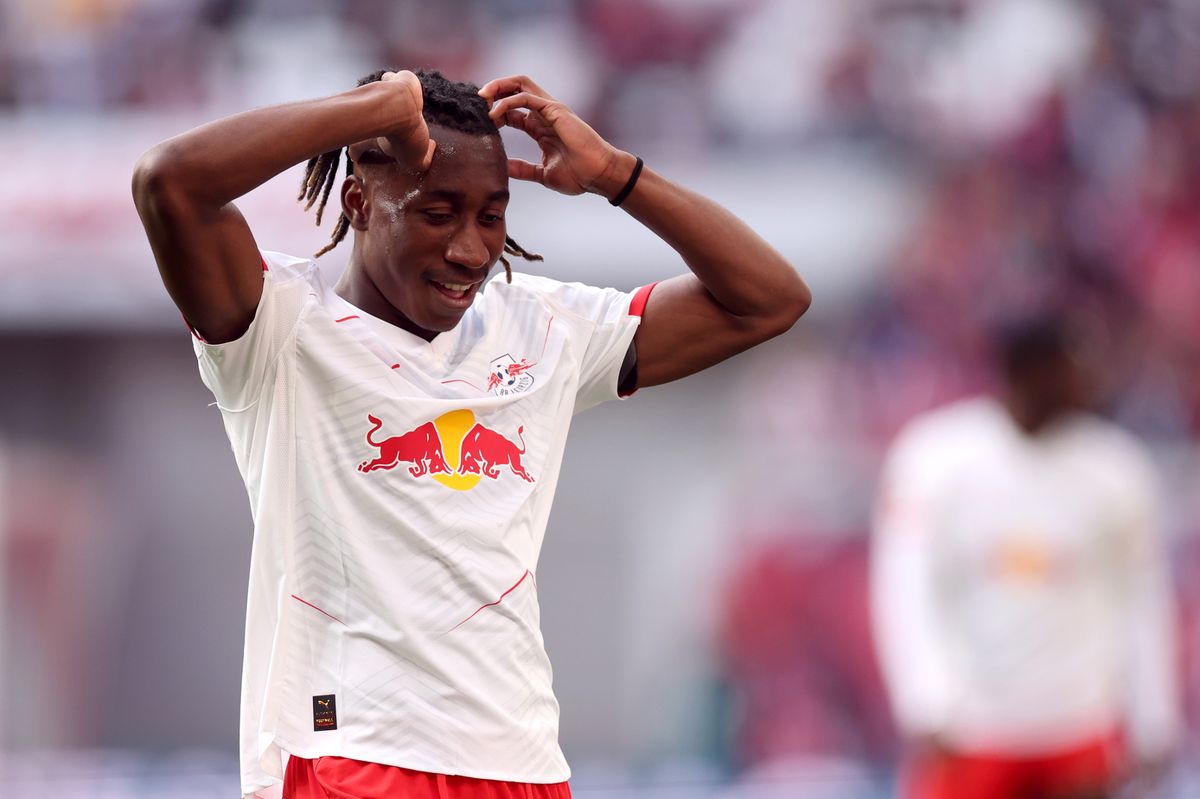 Yan Diomande during the Bundesliga match between RB Leipzig and Borussia Mönchengladbach at Red Bull Arena. 