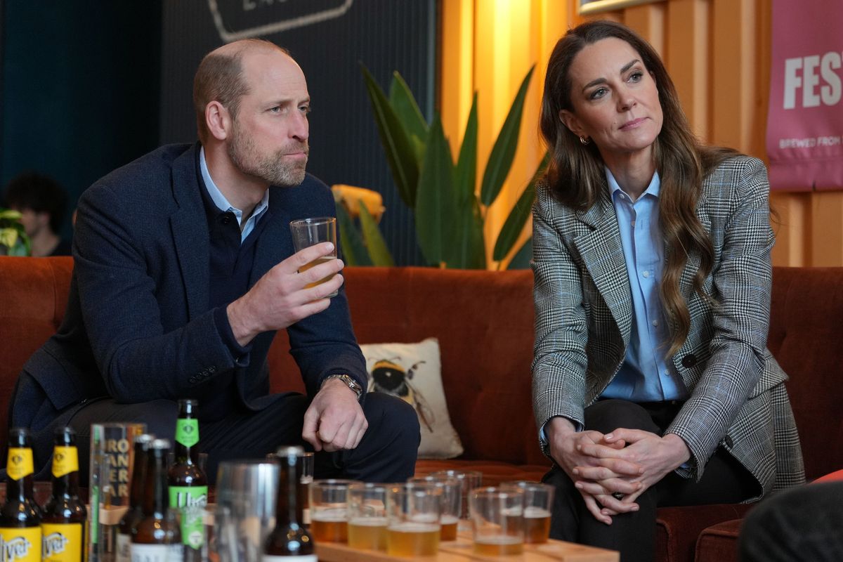 The Prince and Princess of Wales visit the Fabal Beerhall at the Bermondsey Beer Mile in London. 