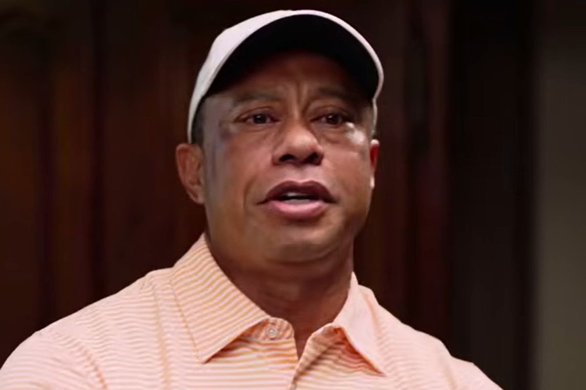 Tiger Woods speaking in an interview