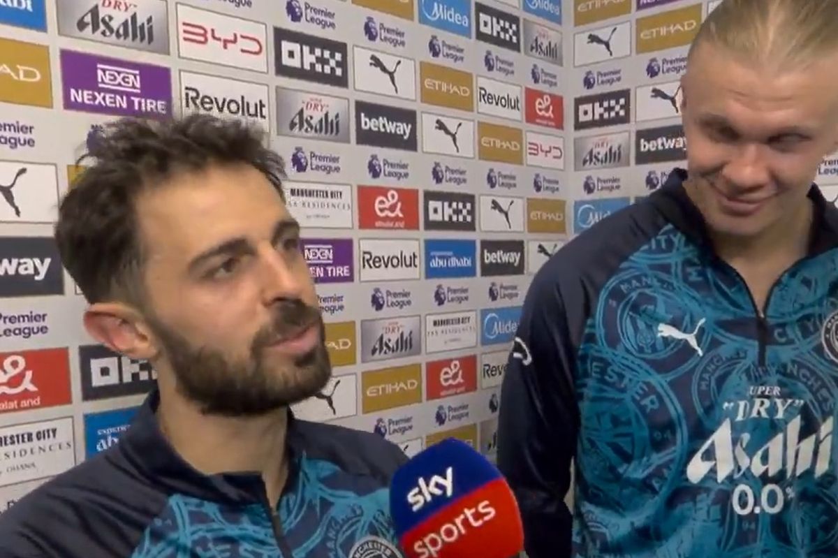 Bernardo Silva speaks to Sky Sports alongside Erling Haaland