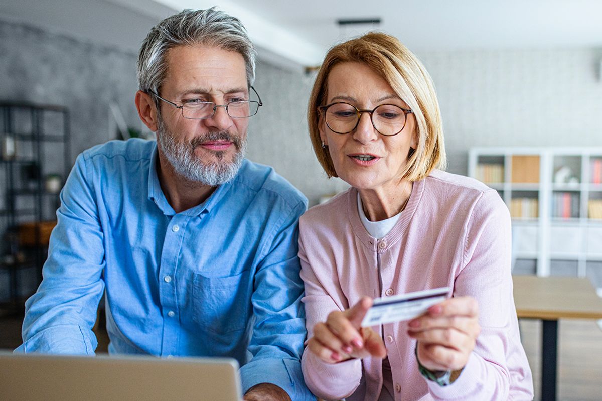 A couple check their finances