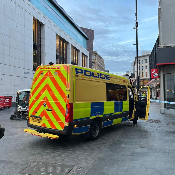 Police van outside Button Street, Liverpool city centre