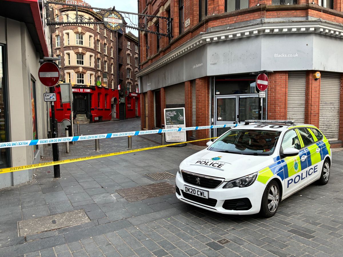Police are stationed at various points around the extensive cordon which seems to surround Mathew Street