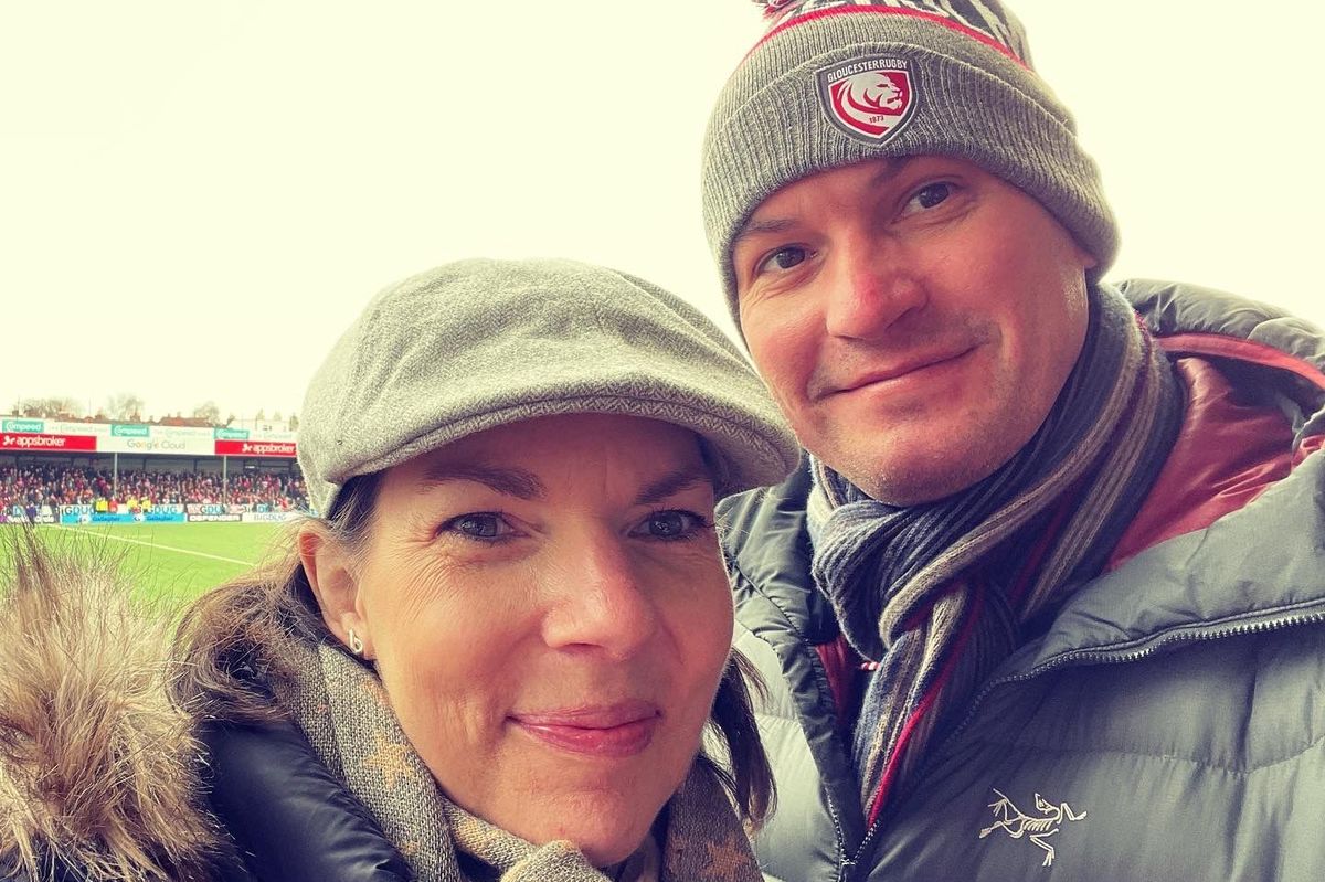 Katy and Matt at a football match
