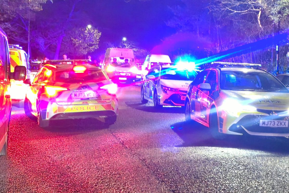 Multiple police cars outside Newsham Park 