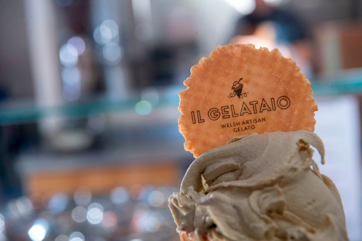 Close-up photo of a cone of gelato as part of a feature on Il Gelataio Ice Cream and Gareth Church, Llanishen, Cardiff, who makes and sells ice cream from his converted garage.