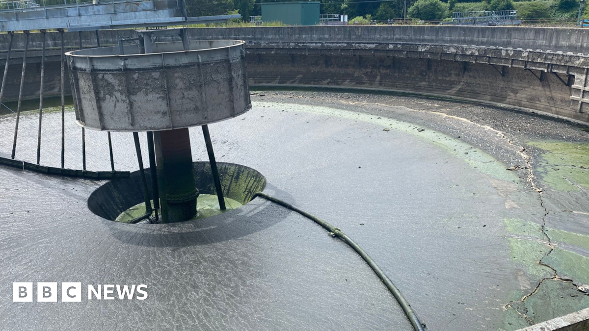 A crack stretches across a storm tank.