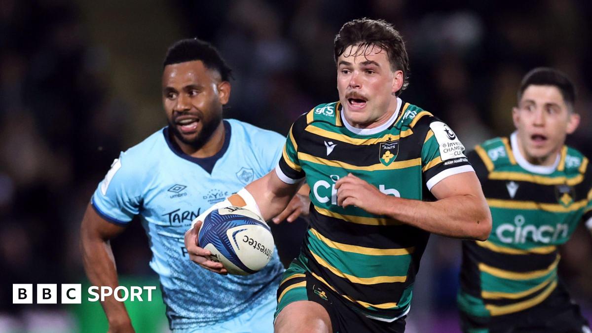 George Furbank runs with the ball in hand for Northampton against Castres