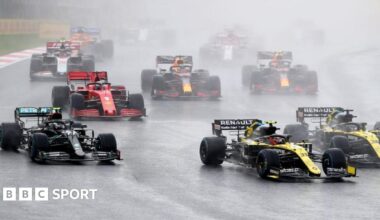 An image of the race start at the Turkish Grand Prix in 2020