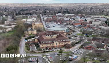 Aerial shot of Nottingham City Hospital