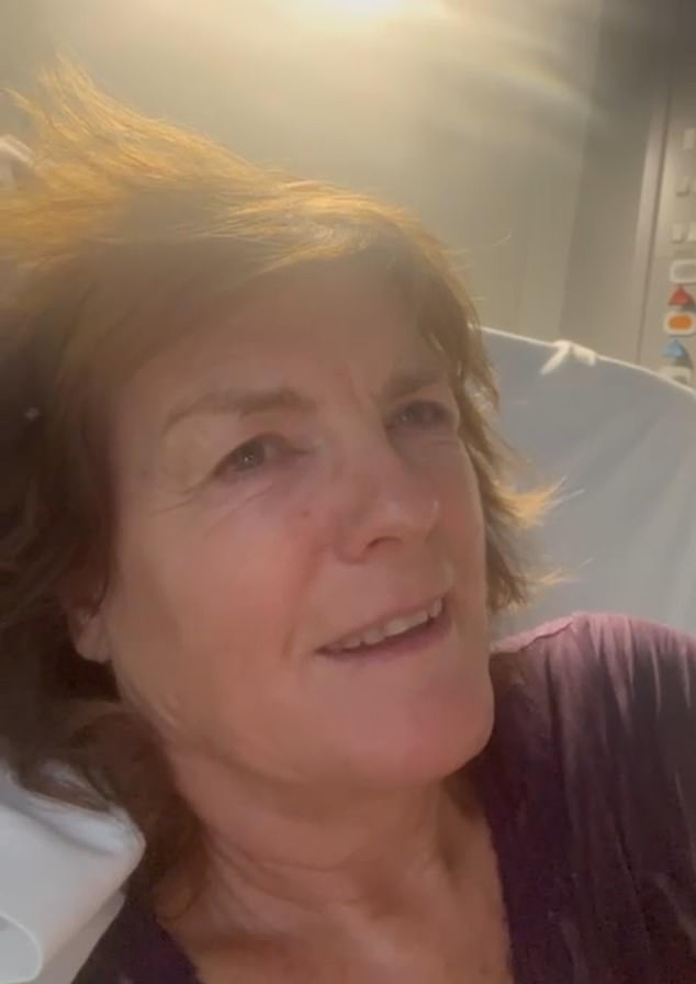 Emma partly blames the combined form of HRT for her breast cancer, although most doctors say the risk is low. (Pictured in hospital)