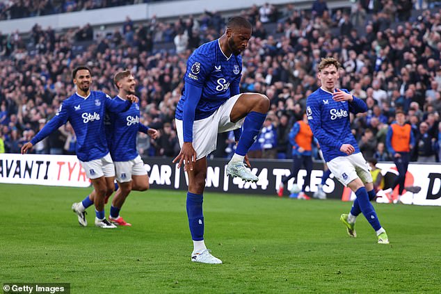 Everton want more firepower but the upturn in form of the likes of Beto (centre), who scored twice in the win over Chelsea, has not gone unnoticed