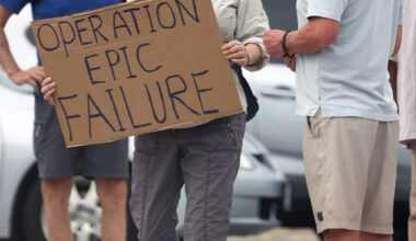 A pinup from the 1980s and 1990s was spotted this past weekend in Palm Desert, California attending a protest against the Iran War