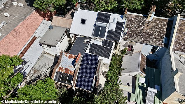 Mr Mobbs also has multiple solar panels installed on the roof of his Chippendale terrace