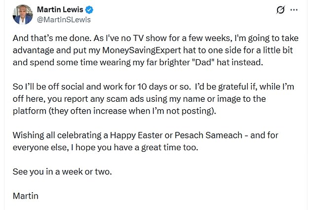 Martin revealed on X that he is temporarily stepping back from social media