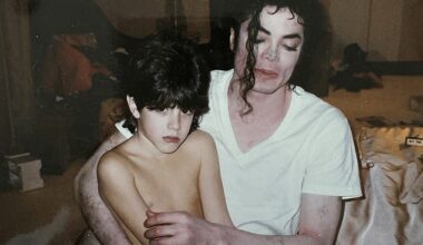 Michael Jackson sits with nine-year-old Dominic Cascio in what the Cascio family believes is a hotel room in 1996. Dominic now says the image reflects the 'fear and confusion' he was experiencing at the time