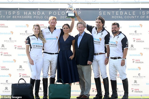 The Duke of Sussex played at the venue during the Sentebale Polo Cup in July 2018, a tournament which raises money for the namesake African youth organisation. Pictured: Harry, with his wife Megan Markle, Duchess of Sussex, at the event