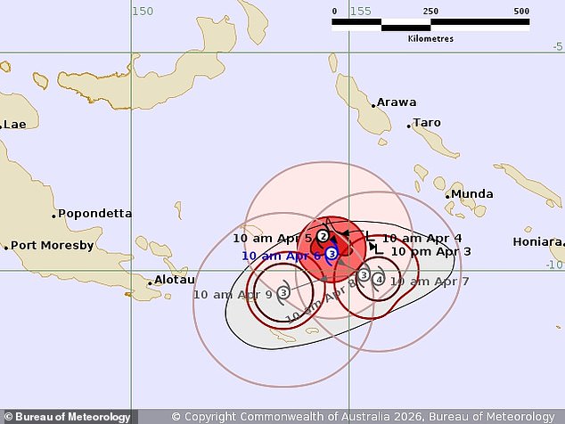 The BoM is expected to issue the next forecast of Cyclone Maila's track at 5pm on Monday