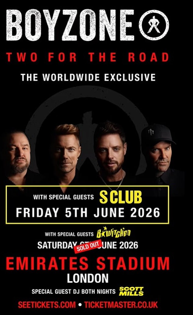 In February it was announced Mills would be supporting Boyzone over two nights at the Emirates, but it is understood that he will no longer be appearing in June