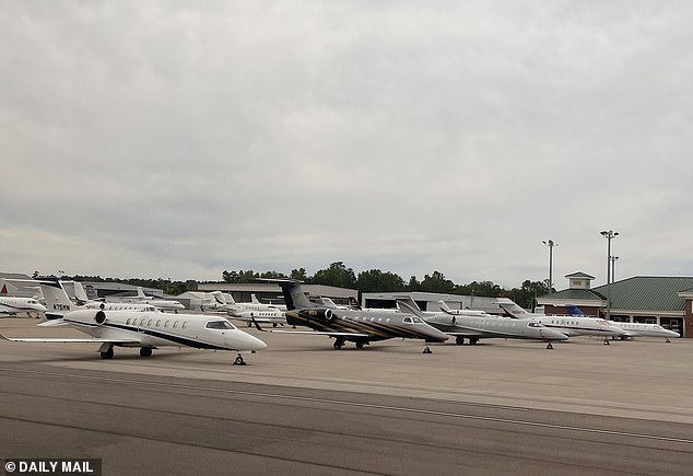 Dozens of private jets had already arrived at Augusta Regional Airport by Monday afternoon