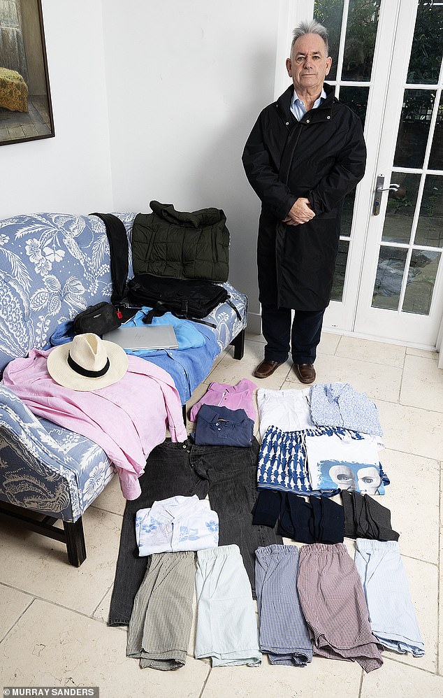 Pictured: What Mark managed to fit into a coat, backpack and carrier bag