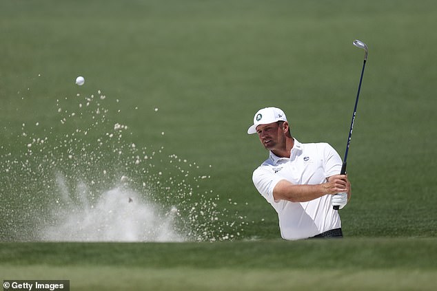 The LIV Golf star failed to get out of the greenside bunker at the 18th on the first attempt