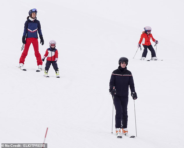Kate and Prince William and their own trio were nowhere to be seen this time - even though the whole Middleton clan often ski together