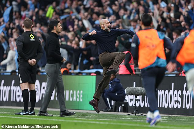 Guardiola is the master of adaptation and tactical shifts to keep his team fresh, something that Mikel Arteta (left) will have to learn to finally get his Arsenal team over the line
