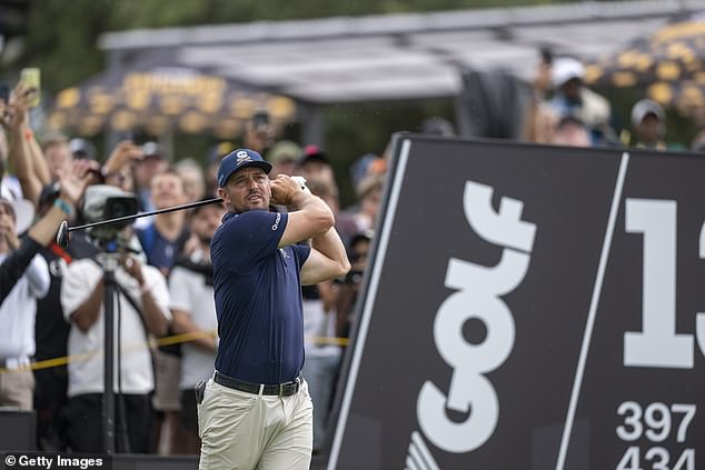 Bryson DeChambeau is pictured competing at LIC Golf's event in South Africa last month