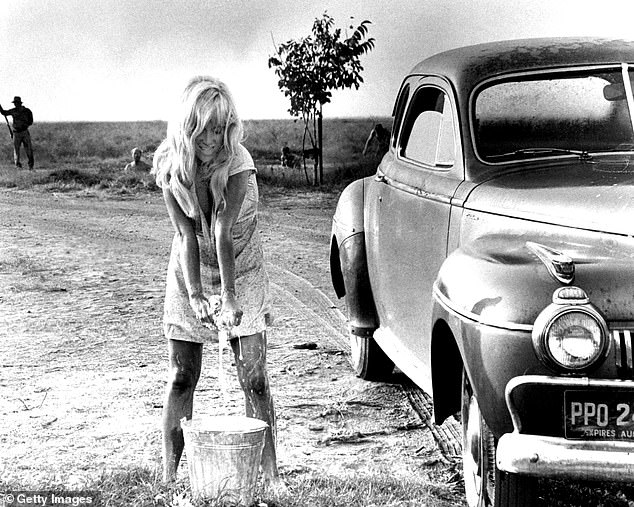 In Cool Hand Luke, she suggestively washes a car and prances around for the benefit of an increasingly overheated group of inmates doing prison labor nearby