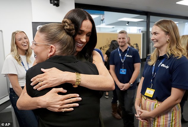 The Duchess of Sussex hugged one young mental health advocate at the event earlier today