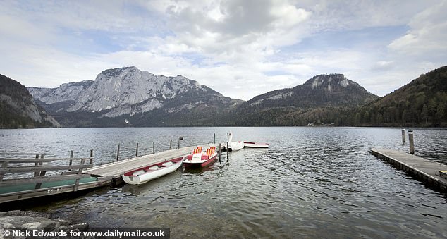 Pictured: A view of a lake in the Austria. It was previously revealed the disgraced former Royal had been hiding in the Alpine resort amid the scandal