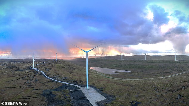 The Viking windfarm in the Shetland Islands, the northernmost region of the UK, hosts 103 turbines, but residents say they are often stationary during strong winds