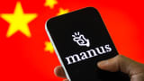 CHONGQING, CHINA - JANUARY 07: In this photo illustration, the Manus logo is displayed on a smartphone screen, with the Chinese national flag visible in the background, on January 7, 2026 in Chongqing, China. 