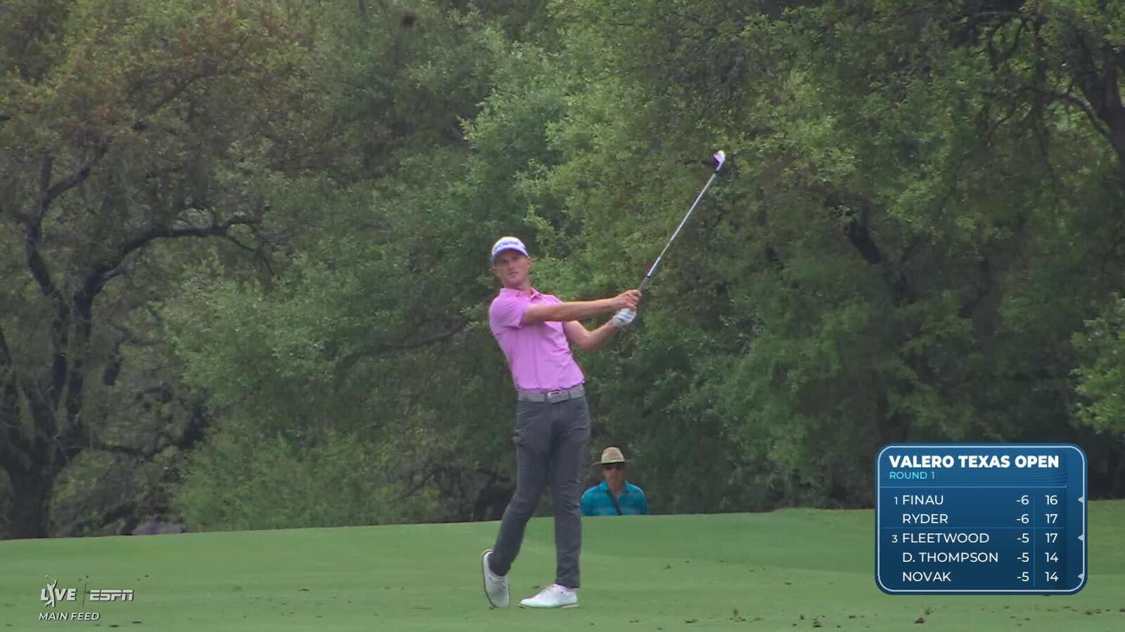 Will Zalatoris nearly drains 187-yard approach, sets up birdie on No. 9 at Valero