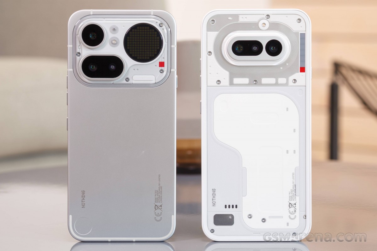 Left: Nothing Phone (4a) Pro • Right: Nothing Phone (4a)