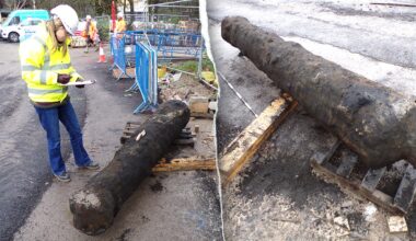 Construction workers unearth 300-year-old cast-iron cannon in Hull, UK