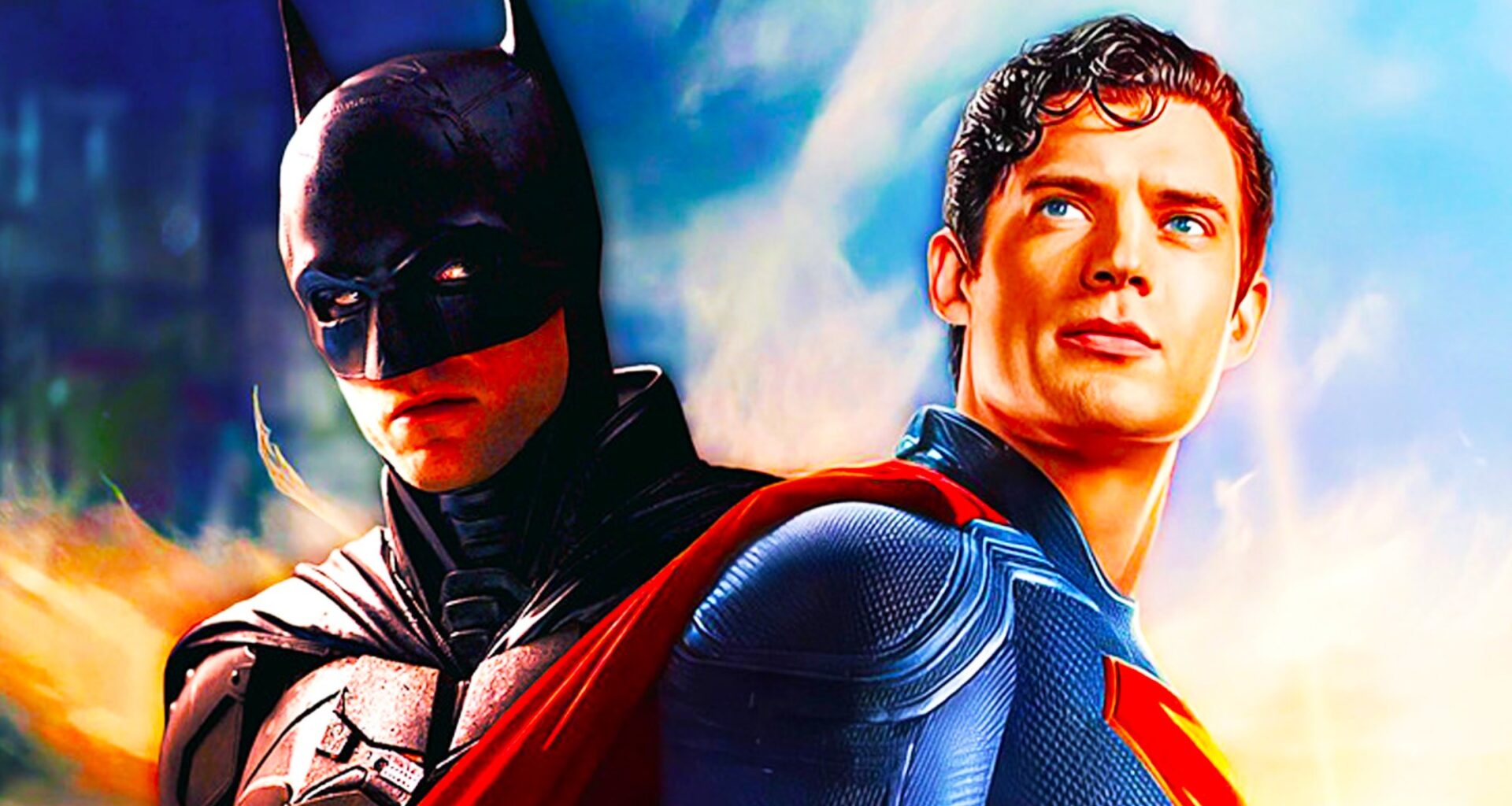 David Corenswet as Superman and Robert Pattinson