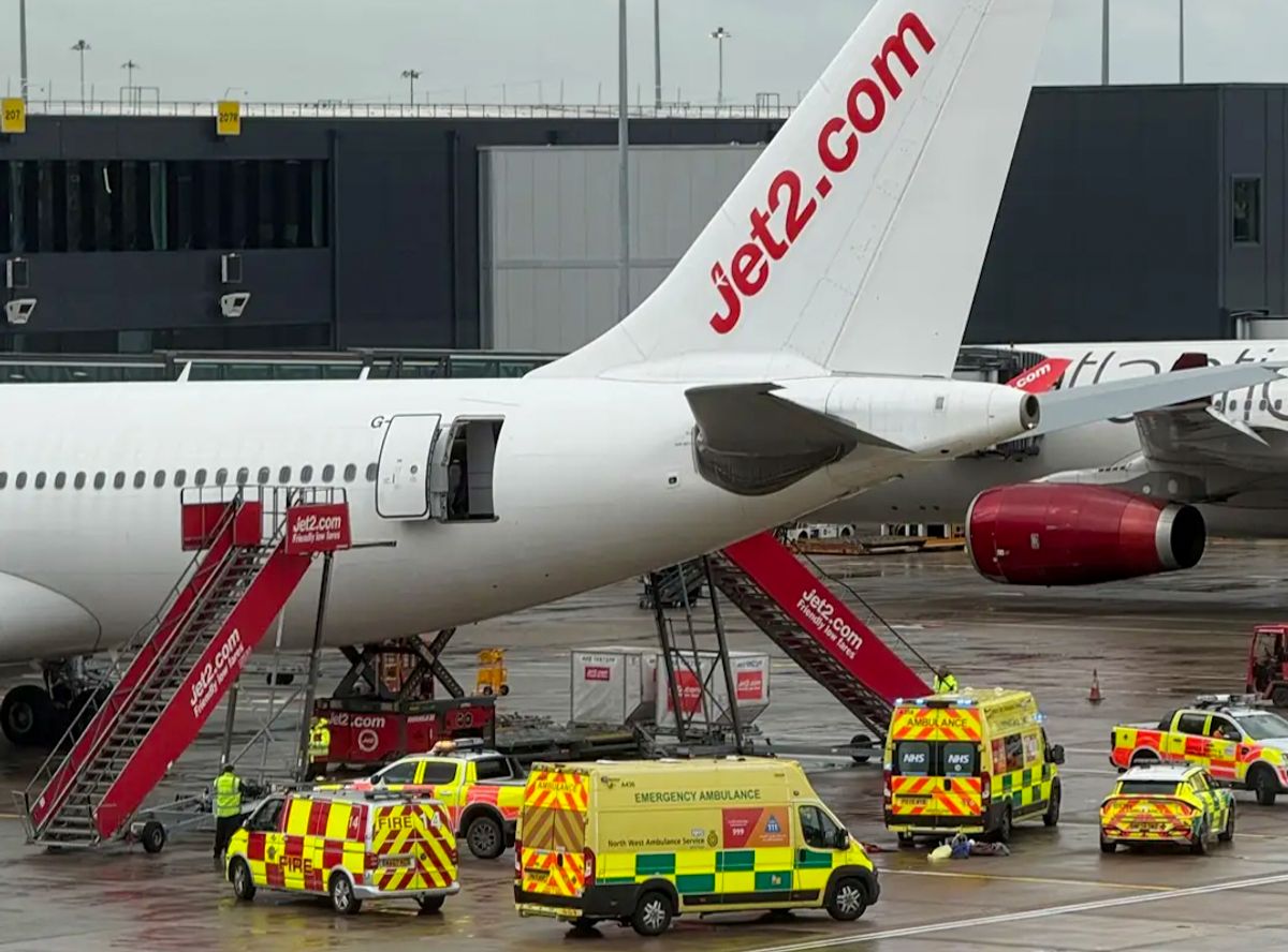 Ambulances surrounding the Jet2 plane