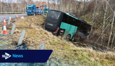Two people taken to hospital after bus crash in Highlands